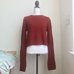 Sewing Story Rusty Orange Ribbed Knit Sweater